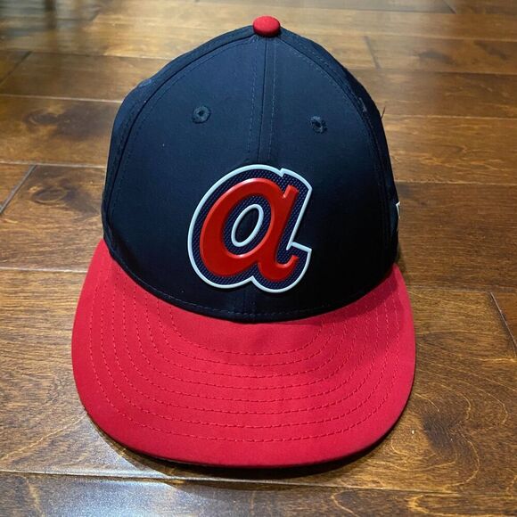 New Era 59 Fifty MLB Atlanta Braves 2018 Spring Training Hat Navy Red Mens 6 7/8 - Picture 3 of 7